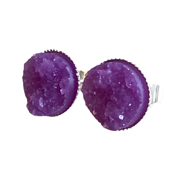 3 for 15🎀 purple drusy style earrings - Picture 6 of 6
